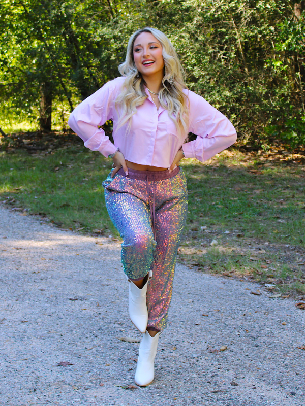 Purple Rain Sequin Jogger Purple Reesey B s Boutique