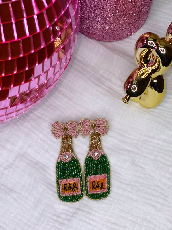 Beaded champagne bottle earrings online