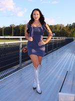 Game Day Cutie Dress with Shoulder Bows, Blue