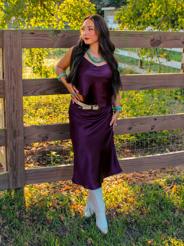 Good Taste Satin Skirt, Dark Cherry