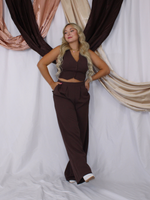 Going Out In Style Two Piece Vest and Pants Set, Brown