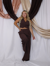 Going Out In Style Two Piece Vest and Pants Set, Brown
