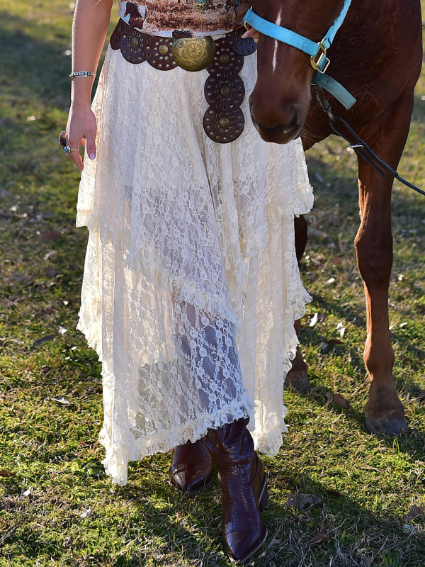 Let Her Be Wild Layered Lace Skirt, Cream