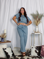 Casual Cutie Linen Pants Set, Blue