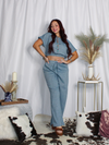 Casual Cutie Linen Pants Set, Blue