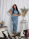 Casual Cutie Linen Pants Set, Blue