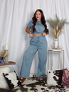 Casual Cutie Linen Pants Set, Blue