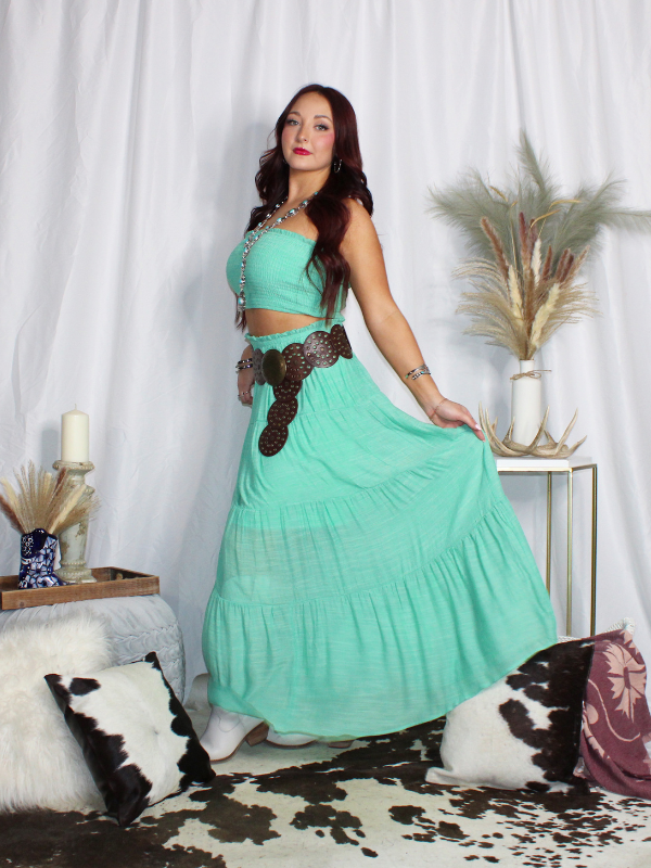 Leave Her Wild Maxi Skirt Set, Light Green