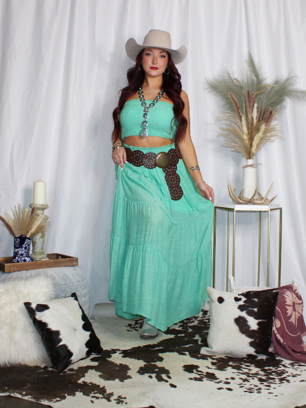 Leave Her Wild Maxi Skirt Set, Light Green