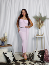 Let's Hang Strapless Maxi Dress with Tie, Striped Lavendar/White