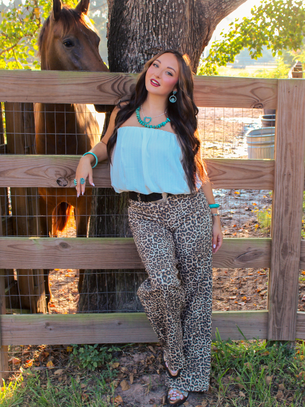 Live Wild Wide Leg Jeans, Leopard Print