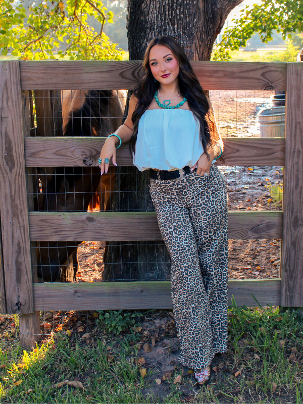 Live Wild Wide Leg Jeans, Leopard Print