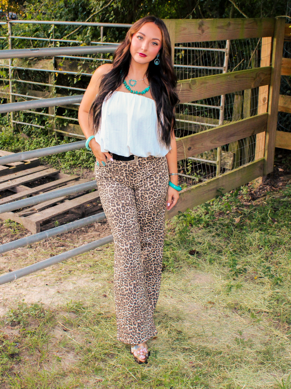 Live Wild Wide Leg Jeans, Leopard Print