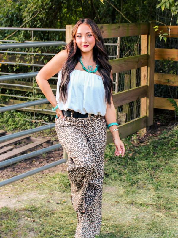 Live Wild Wide Leg Jeans, Leopard Print