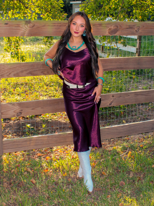 Good Taste Satin Skirt, Dark Cherry
