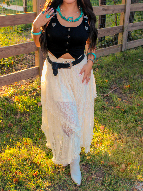 Let Her Be Wild Layered Lace Skirt, Cream