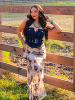 Heart of Gold Mesh Western Print Skirt