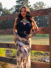 Heart of Gold Mesh Western Print Skirt