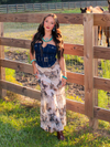 Heart of Gold Mesh Western Print Skirt
