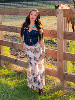 Heart of Gold Mesh Western Print Skirt