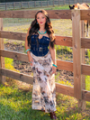 Heart of Gold Mesh Western Print Skirt