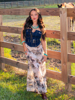 Heart of Gold Mesh Western Print Skirt