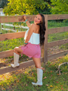 Bubbly Strapless Bubble Hem Top, White