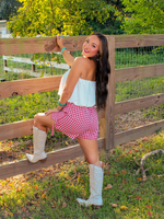 Bubbly Strapless Bubble Hem Top, White