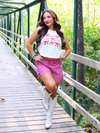 Sweetheart of the Game top, White with red bows and footballs