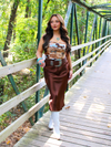 New Love Satin Maxi Skirt, Brown
