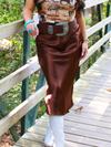 New Love Satin Maxi Skirt, Brown