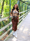 New Love Satin Maxi Skirt, Brown