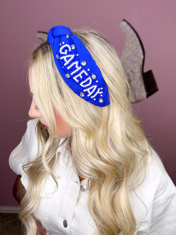 Go Big Blue Headband Gameday, Blue