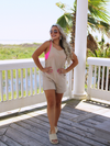 Just Beachin' Tie Shoulder Romper with Pockets, Tan