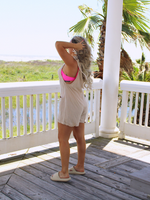 Just Beachin' Tie Shoulder Romper with Pockets, Tan