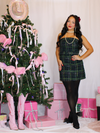 Sleigh The Season Plaid Tweed Dress, Green Plaid