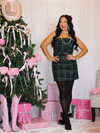 Sleigh The Season Plaid Tweed Dress, Green Plaid