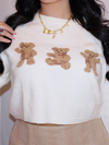 Teddy Sweater, Cream Teddy Bear Print