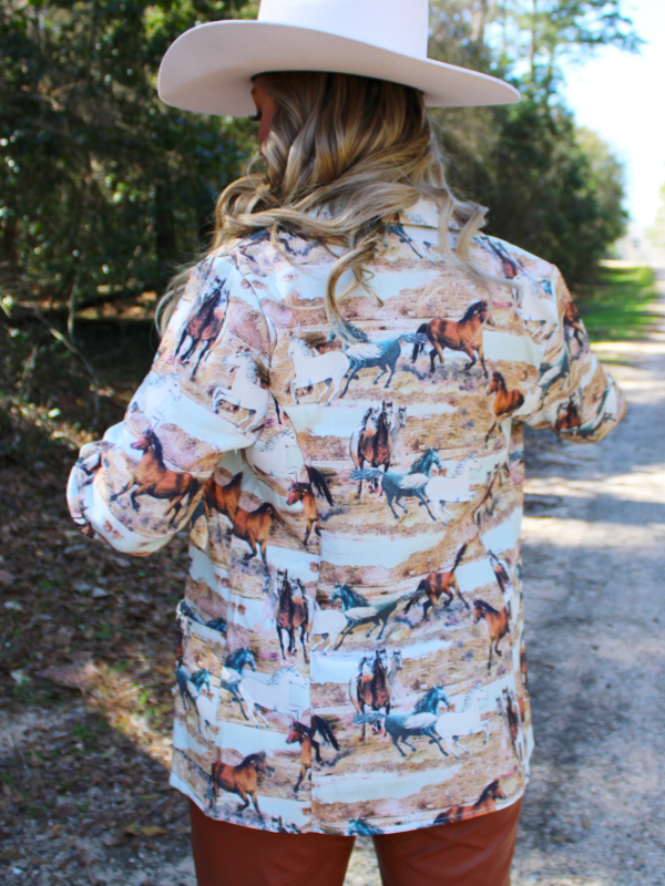 Rope and Ride Relaxed Blazer, Horse print