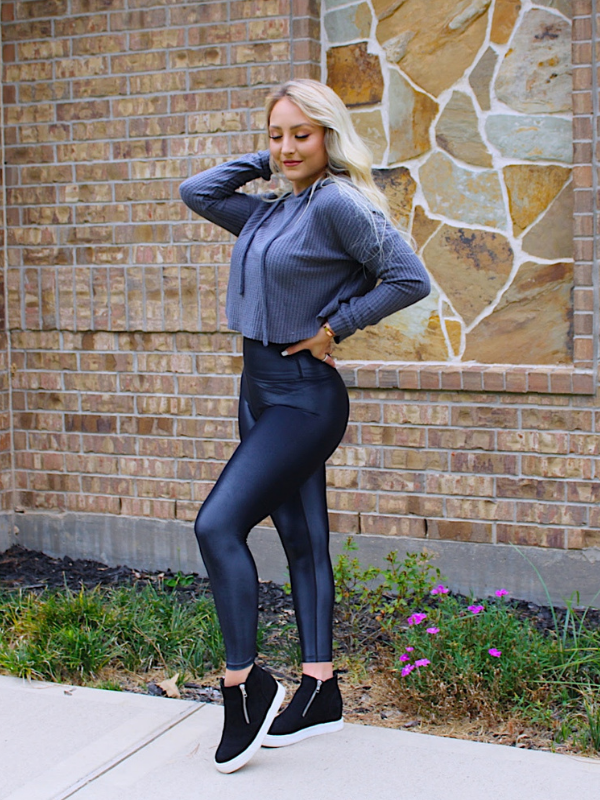 Hayden Cropped Hoodie, Charcoal Gray
