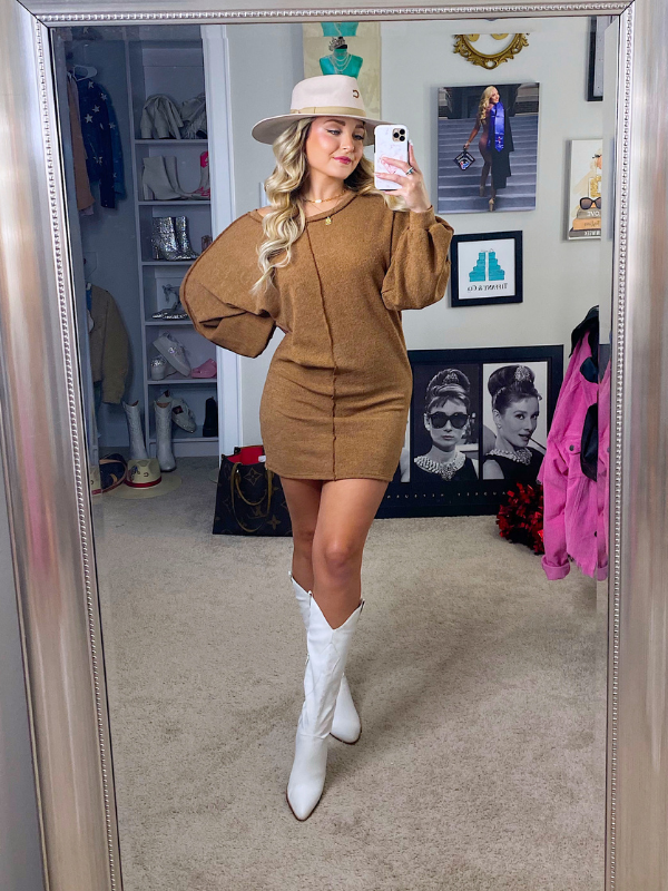 Touch Of Warmth Sweater Dress, Mocha Reesey B's Boutique Touch Of Warmth Sweater Dress, Mocha Reesey B's Boutique