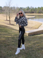 Trendy Lumberjack Cropped Flannel, Black and White