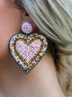 Stole My Heart Beaded Earrings, Pink