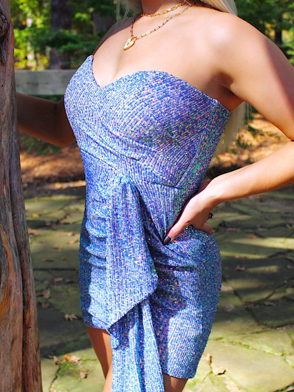 Turning Heads, Multi-color Sequin Strapless Dress