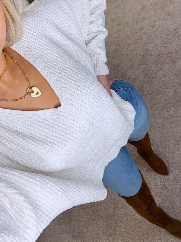 Made for You V-neck Long Sleeve Sweater, Cream