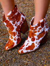 Cow Print Cutie Booties, Brown