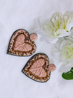 Stole My Heart Beaded Earrings, Pink