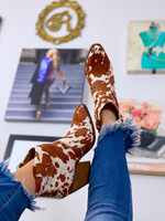 Cow Print Cutie Booties, Brown