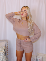 Homebody Two Piece Top and Shorts Set, Taupe