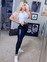 Stunt On Them Liquid Leather Leggings, Black